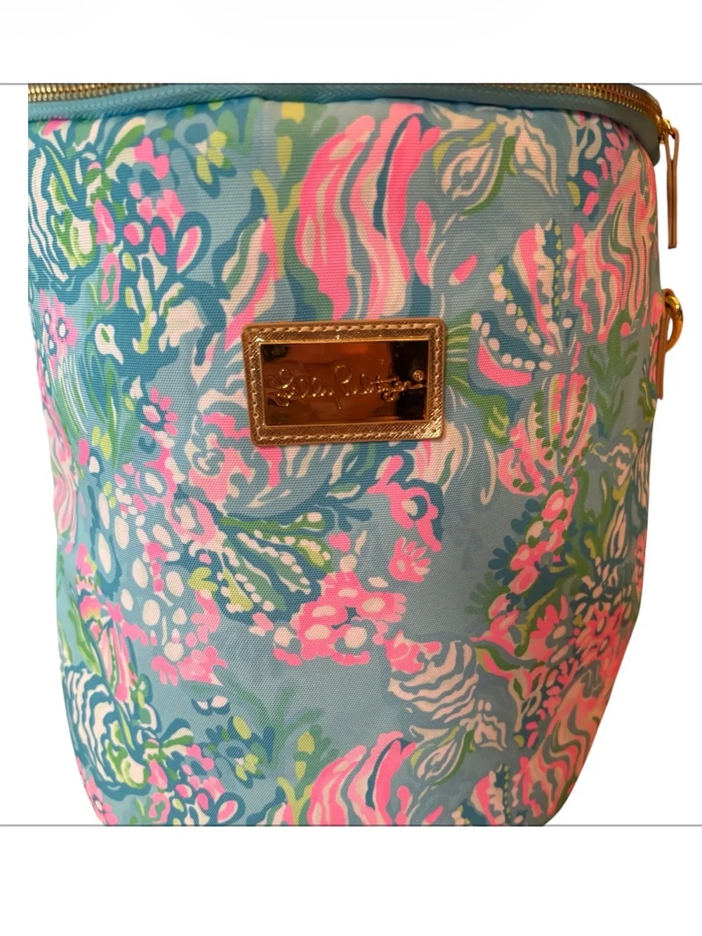 Lilly Pulitzer insulated soft cooler bucket bag in Aqua La Vista Pattern